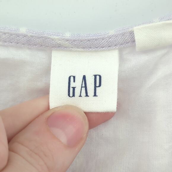 Gap Dress Womens XS Purple Ruffle Striped Linen Feminine Cottagecore Sundress - Picture 11 of 14